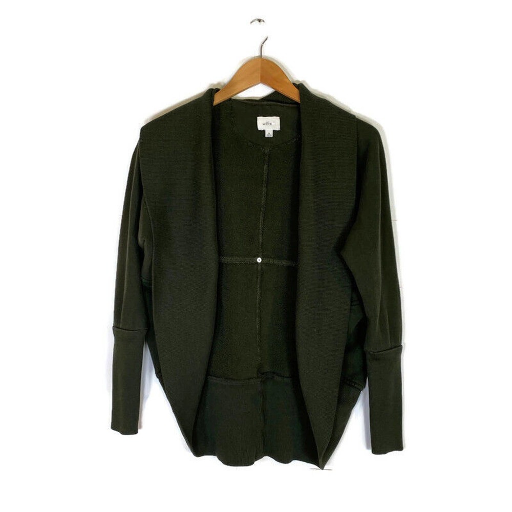 Wilfred Aritzia Sz XS Diderot Cocoon Sweater Oversize Open Front Olive Green